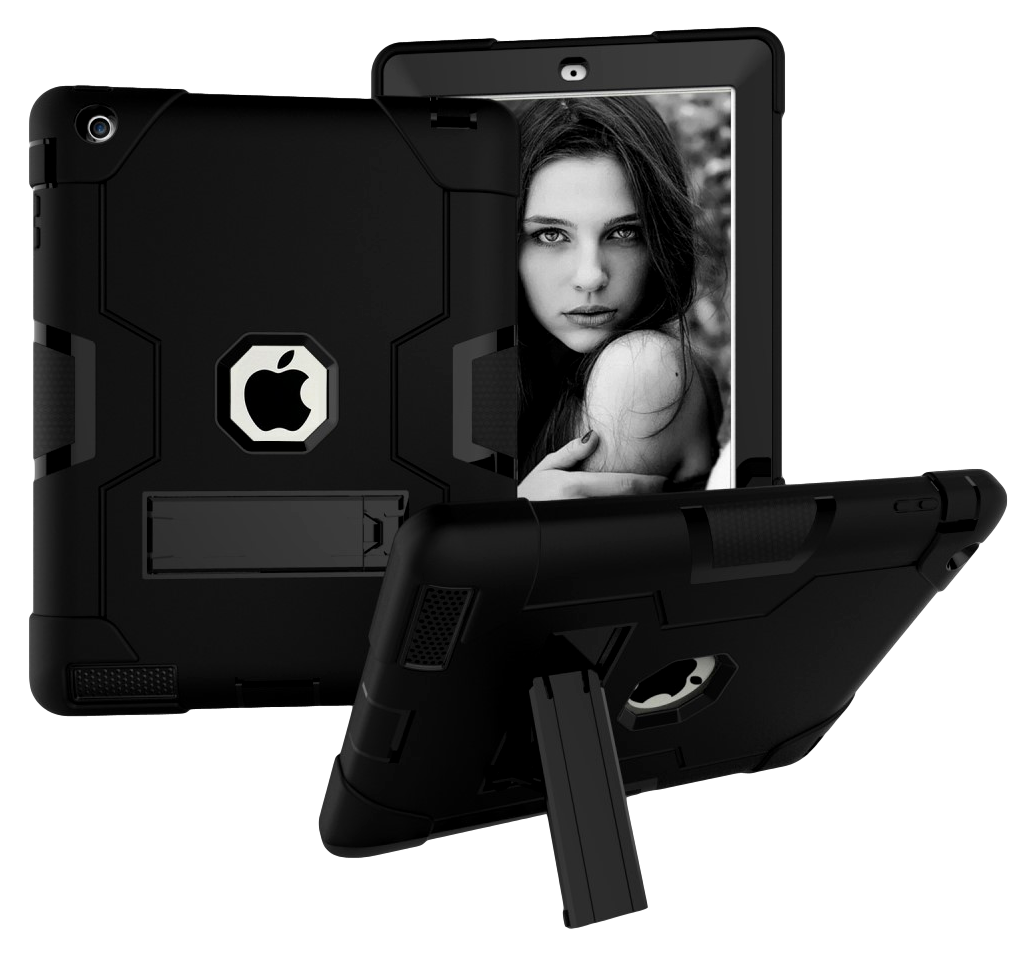 Shockproof Hard Case Cover til iPad 2 / 3 / 4-Sort