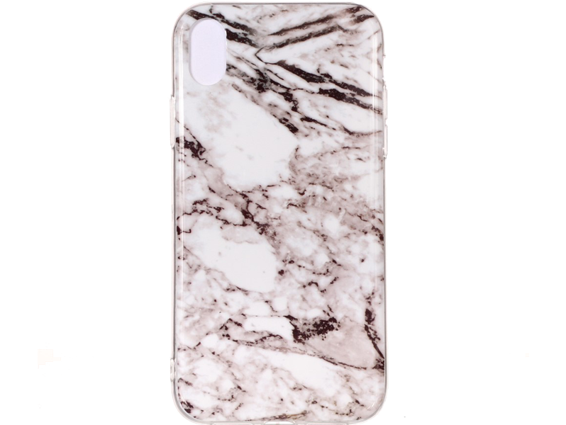 Marmor TPU Cover til iPhone XR-Hvid