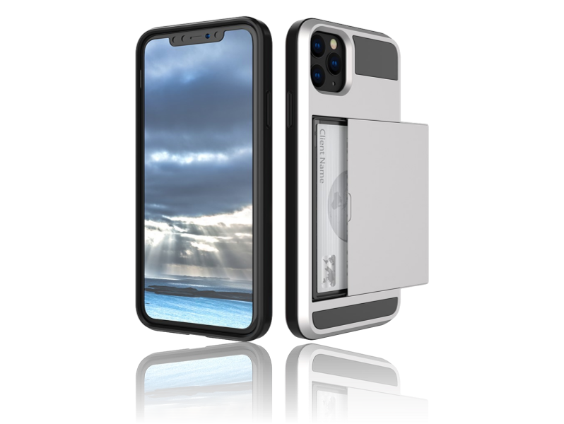 Hybrid Cover m. Kortholder til iPhone 11 Pro Max-Sølv