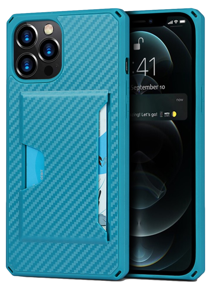 Twill Kortholder Cover til iPhone 12 Pro Max -Blå