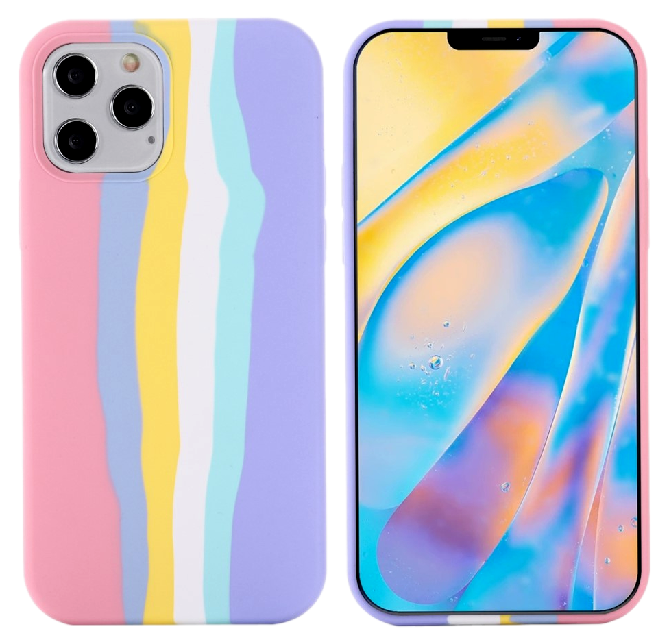 Multifarvet Silikone Cover til iPhone 13 Mini-Pink