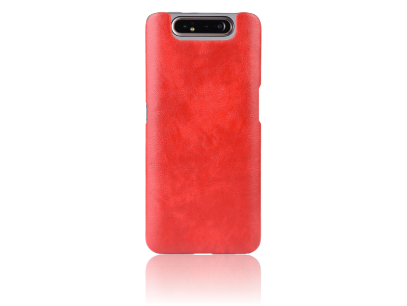 Kura Hard Case Cover med PU Læder til Samsung Galaxy A80-Rød