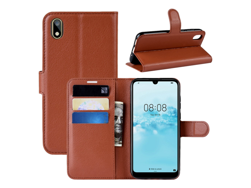 Evermart Graviera Flip Cover Til Huawei Y5 (2019)-Brun Huawei Y5 (2019)