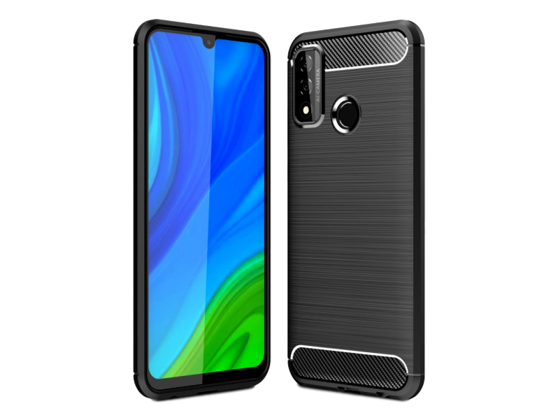 Carbon Fiber TPU Cover til Huawei P Smart (2020)-Sort