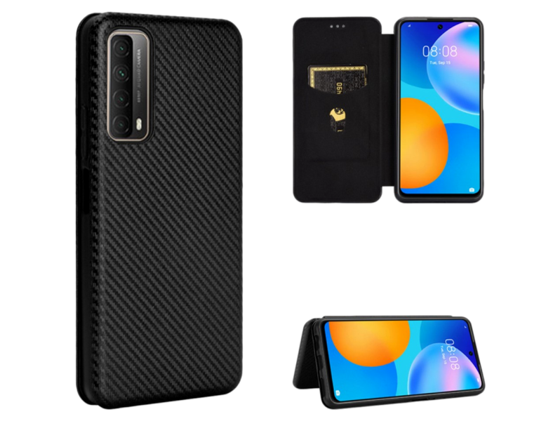 Carbon Flip Cover til Huawei P Smart (2021)-Sort