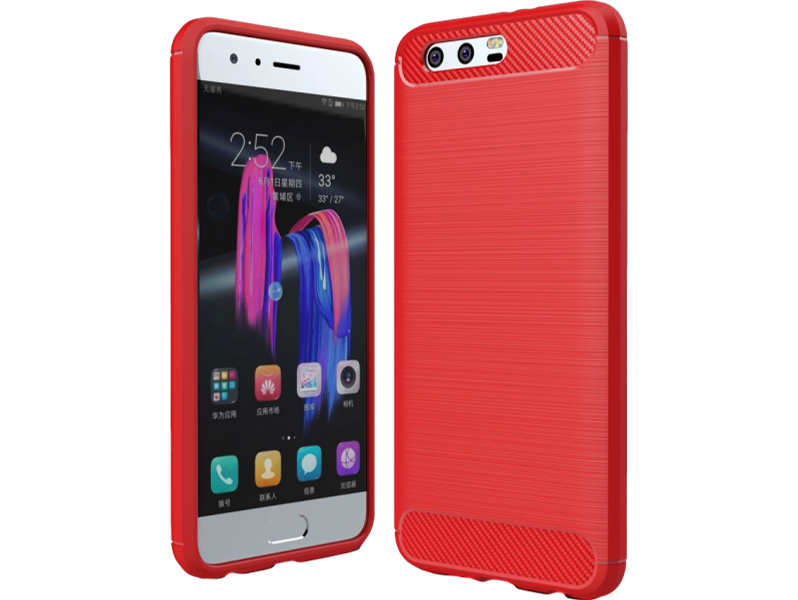 Carbon fiber TPU cover til Huawei Honor 9-Rød
