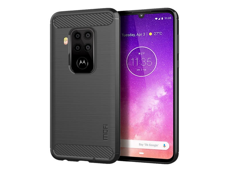 Carbon TPU Cover til Motorola One Zoom-Grå