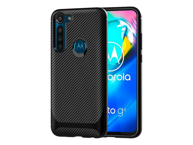 Carbon Fiber TPU Cover til Motorola Moto G8 Power-Sort