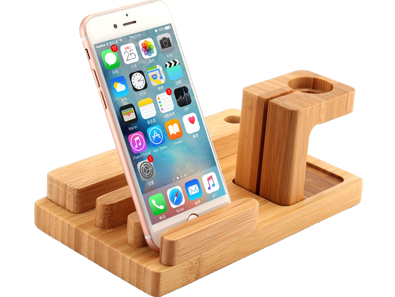 Bambus Dock til Apple Watch & Smartphone
