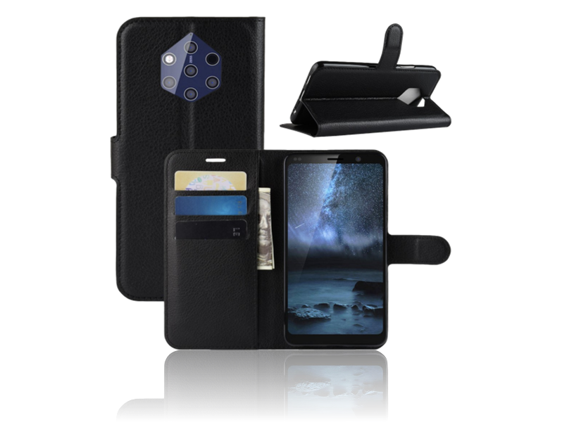 Evermart Graviera Flip Cover Til Nokia 9 Pureview-Sort Nokia 9 Pureview