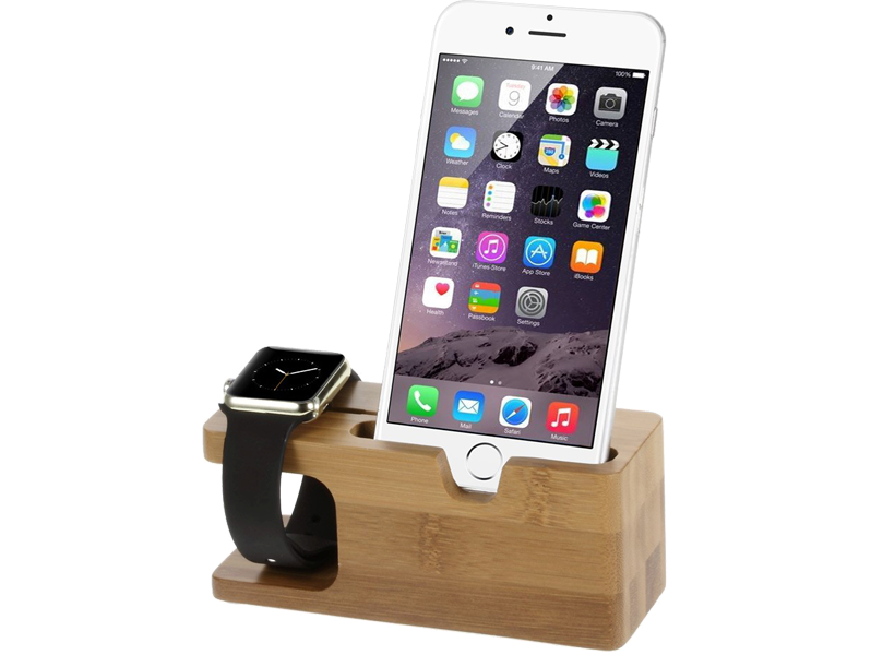 Holder i Træ til Apple Watch & iPhone / Smartphone