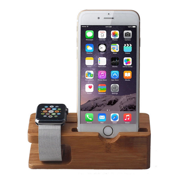 Evermart Bamboo Stand / Holder Til Apple Watch Julegave Ideer