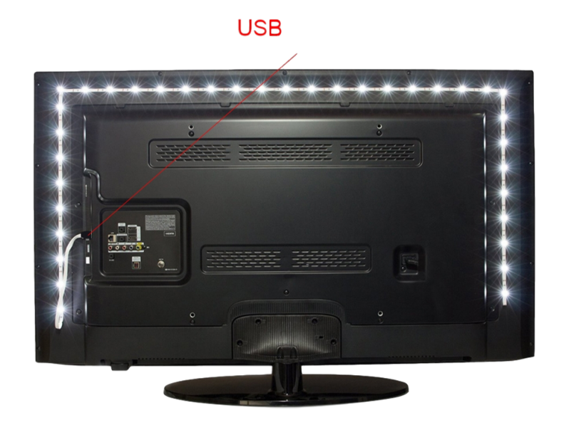 Hvidt LED-Lys til TV & PC-1 meter