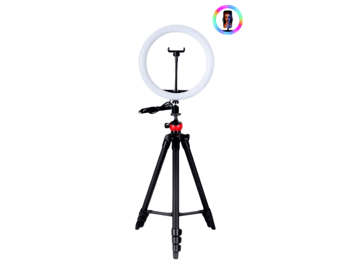 33 CM Selfie Ring Lys m. Foldbar Tripod (35cm-135cm)