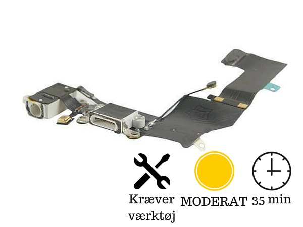 Hovedtelefon indgang + oplader indgang / dock connector til iPhone 5s-Hvid