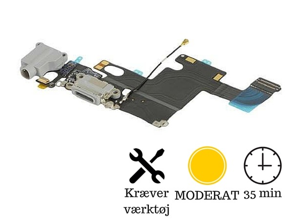 Hovedtelefon indgang + oplader indgang / dock connector til iPhone 6-Sort