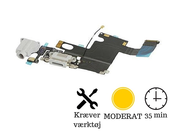 Hovedtelefon indgang + oplader indgang / dock connector til iPhone 6-Grå