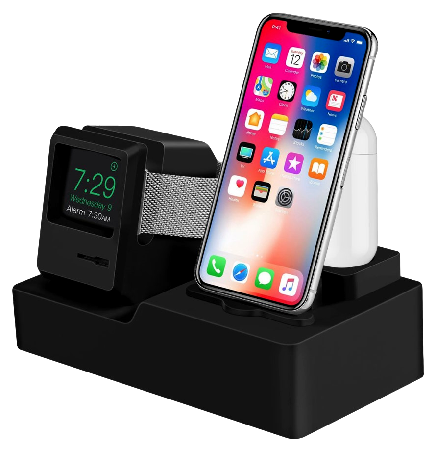 3-i-1 Silikone Holder til iPhone, Apple Watch & AirPods