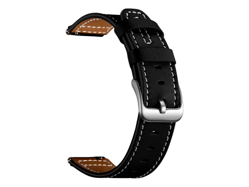Teresina Læder Rem Til Garmin Vivomove 3S / Vivoactive 4S-Sort Garmin Vivomove 3S
