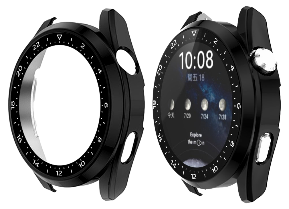 Cover m. Beskyttelsesglas til Huawei Watch 3-Sort
