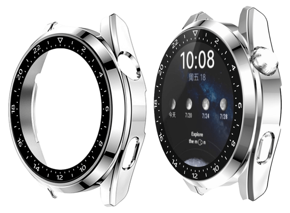 Cover m. Beskyttelsesglas til Huawei Watch 3-Sølv