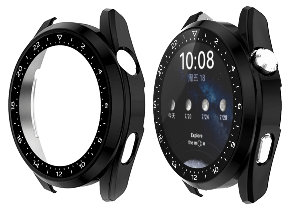 Cover m. Beskyttelsesglas til Huawei Watch 3 Pro-Sort