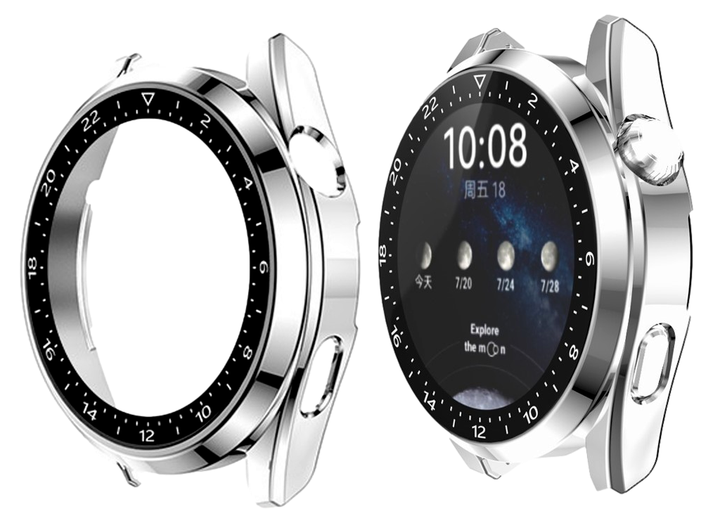 Cover m. Beskyttelsesglas til Huawei Watch 3 Pro-Sølv