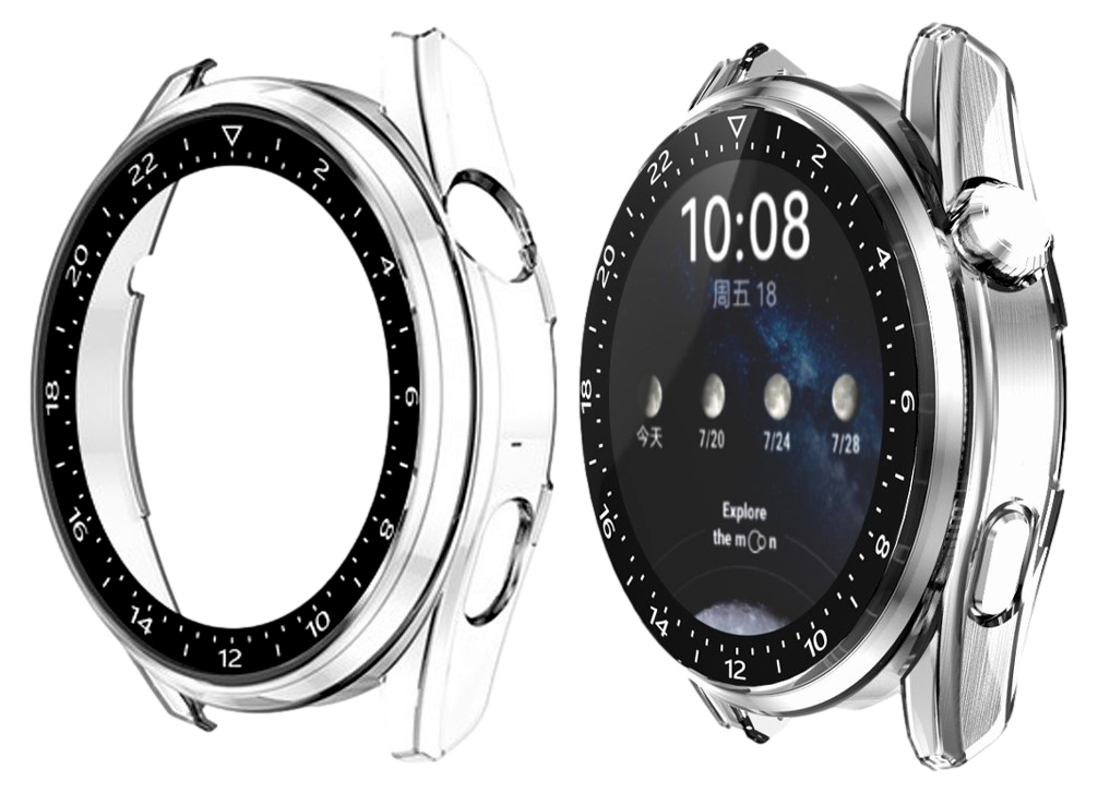 Cover m. Beskyttelsesglas til Huawei Watch 3 Pro-Gennemsigtig