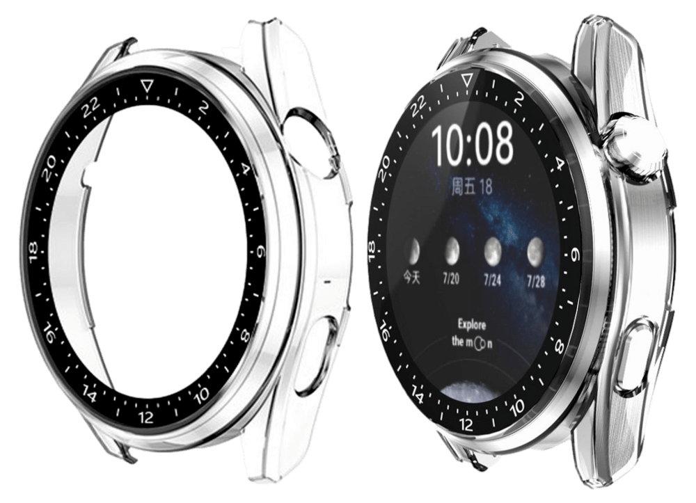 Cover m. Beskyttelsesglas til Huawei Watch 3 Pro-Gennemsigtig