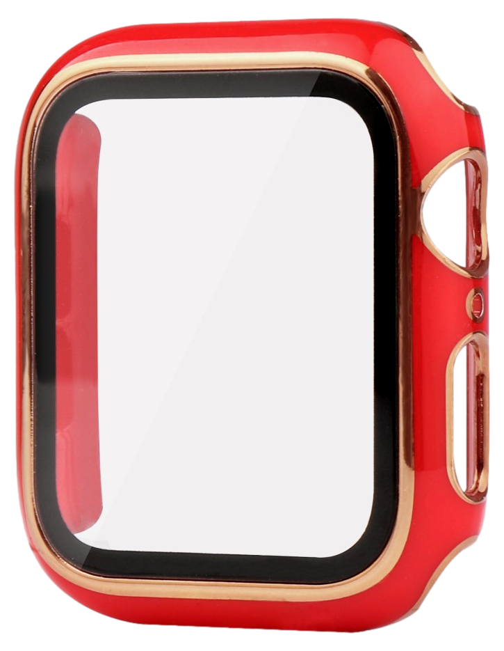 Cover m. Sølv/Guldkant til Apple Watch 1 / 2 / 3 - 38mm-Rød