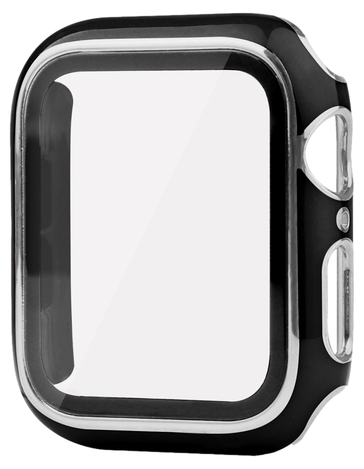 Cover m/ Skærmbeskyttelse & Sølvkant til Apple Watch 4 / 5 / 6 / SE - 40mm-Sort