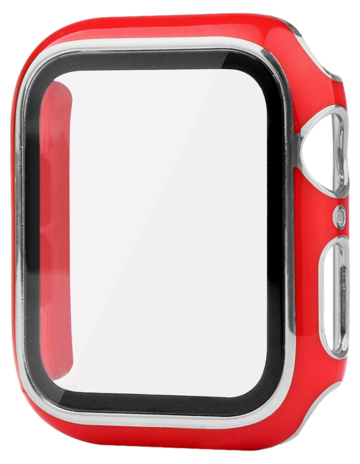 6: Cover m/ Skærmbeskyttelse & Sølvkant til Apple Watch 4 / 5 / 6 / SE - 40mm-Rød