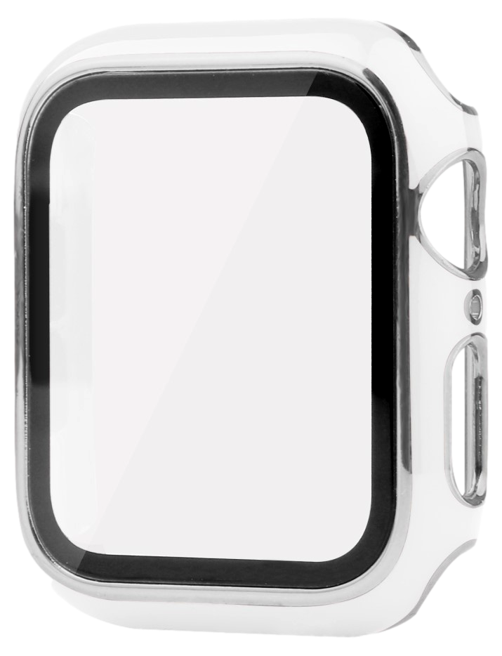 Cover m/ Skærmbeskyttelse & Sølvkant til Apple Watch 1 / 2 / 3 - 42mm-Hvid