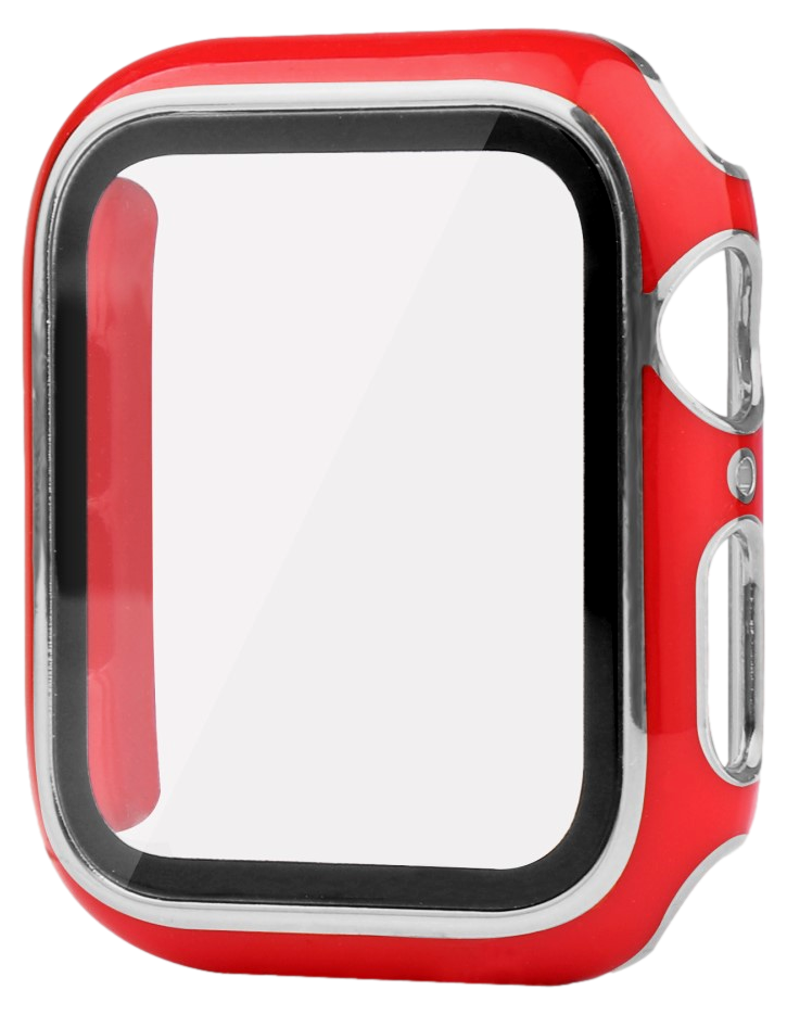 Cover m/ Skærmbeskyttelse & Sølvkant til Apple Watch 4 / 5 / 6 / SE - 44mm