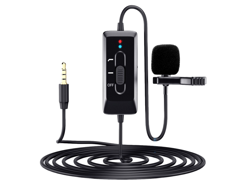 Lavalier Clip-On Mikrofon m/ 8m Kabel til Smartphones & Kamera