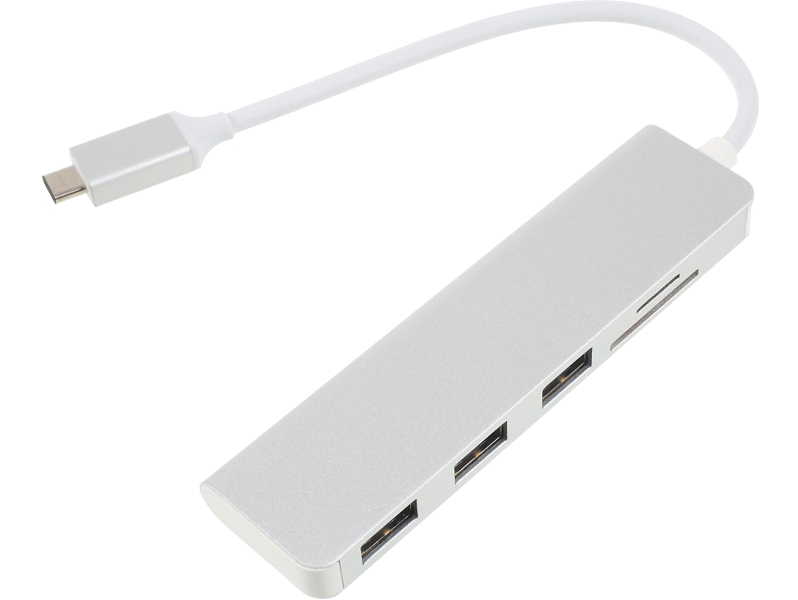 USB-C til 3x USB Hub + Kortlæser