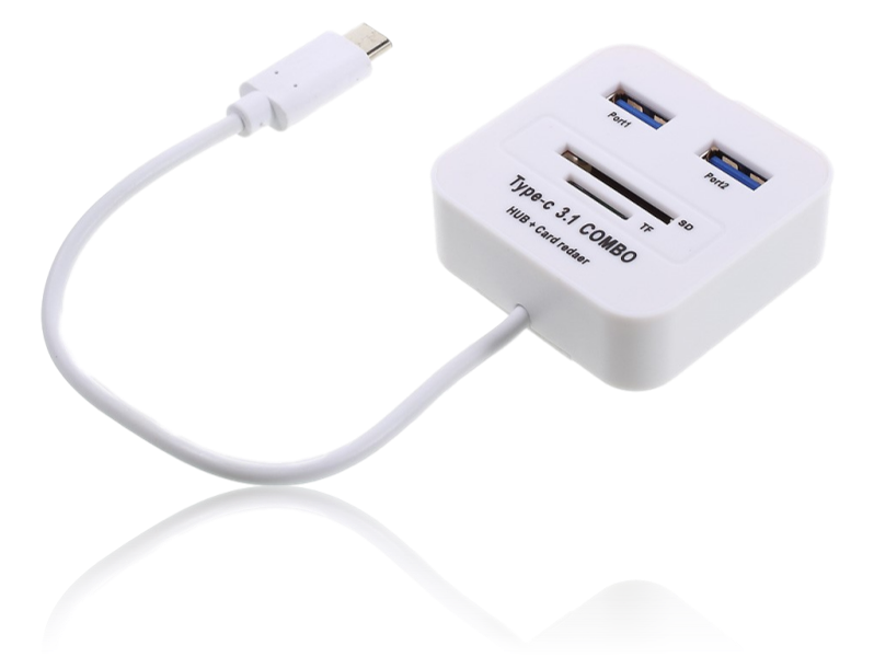 Usb-C Til 2X Usb, 1X Sd Kort & 1X Micro Sd Kort Hub