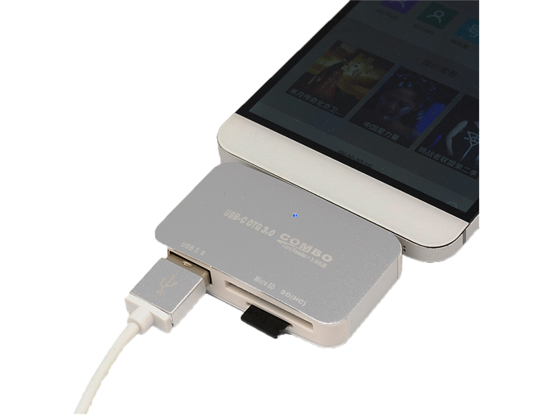 USB-C til USB 3.0 Hub med SD og Micro SD kortlæser