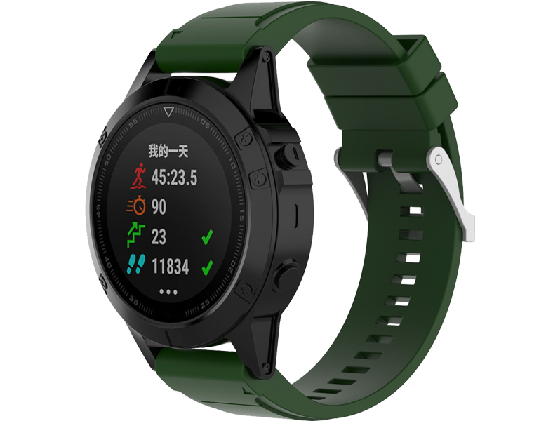 Silicone rem til Garmin Fenix 3 / 3 HR / 5X / 5X Plus / 6X / 6X Pro-Mørkegrøn