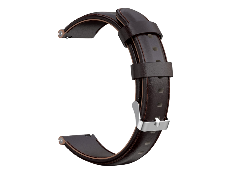 Coffee Læder Rem Til Garmin Vivomove 3S / Vivoactive 4S