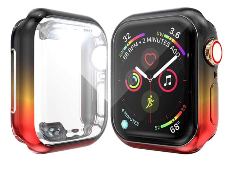 Rainbow Cover m/ Skærmbeskyttelse til Apple Watch 4 / 5 - 44mm-Rød/Sort