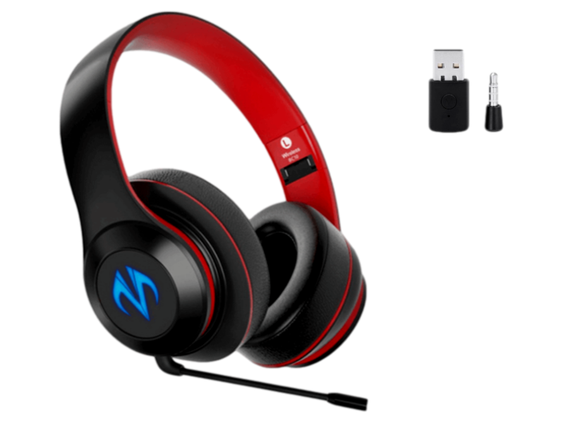 Rødt BC10 Bluetooth Gaming Headset m. LED Lys til PS4