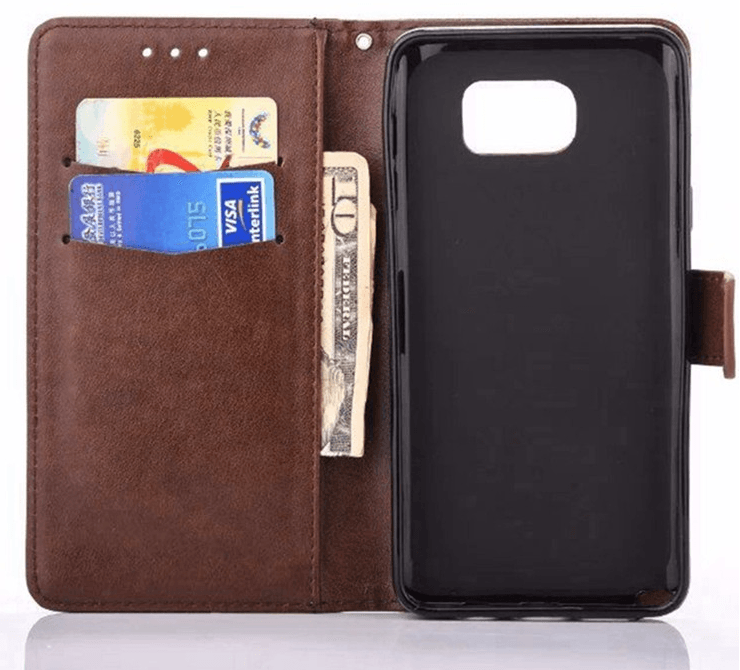 Evermart Silba Flip Cover Pung Til Huawei P8-Brun Huawei P8
