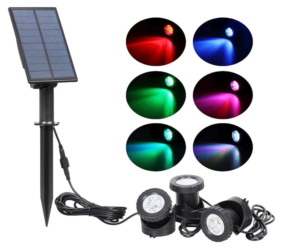 Farverige Undervandsspot m. LED & Solceller