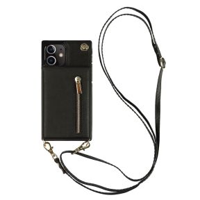 Læder Mobilpung / Taske Cover med Snor til iPhone 12 Mini