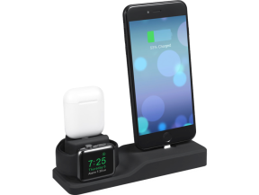 3-i-1 Oplader Stand til Apple Watch, AirPods & Smartphone Kabler i Silikone