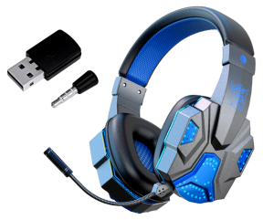 T830 Gamer Headset med Mikrofon og LED Lys i Blå til PS4 / PS5