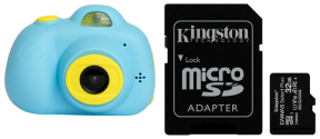 D6 Digital Kamera til Børn i Lyseblå med 32GB MicroSD Hukommelseskort