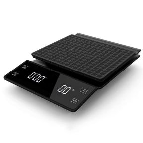 Digital Kaffevægt / Køkkenvægt med Timer & Silikonemåtte i Sort - 3 kg