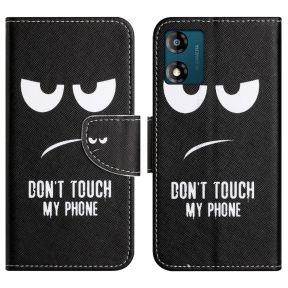 Don´t Touch my Phone Læder Flip Cover til Motorola Moto E13 med Kortholder og Stand
